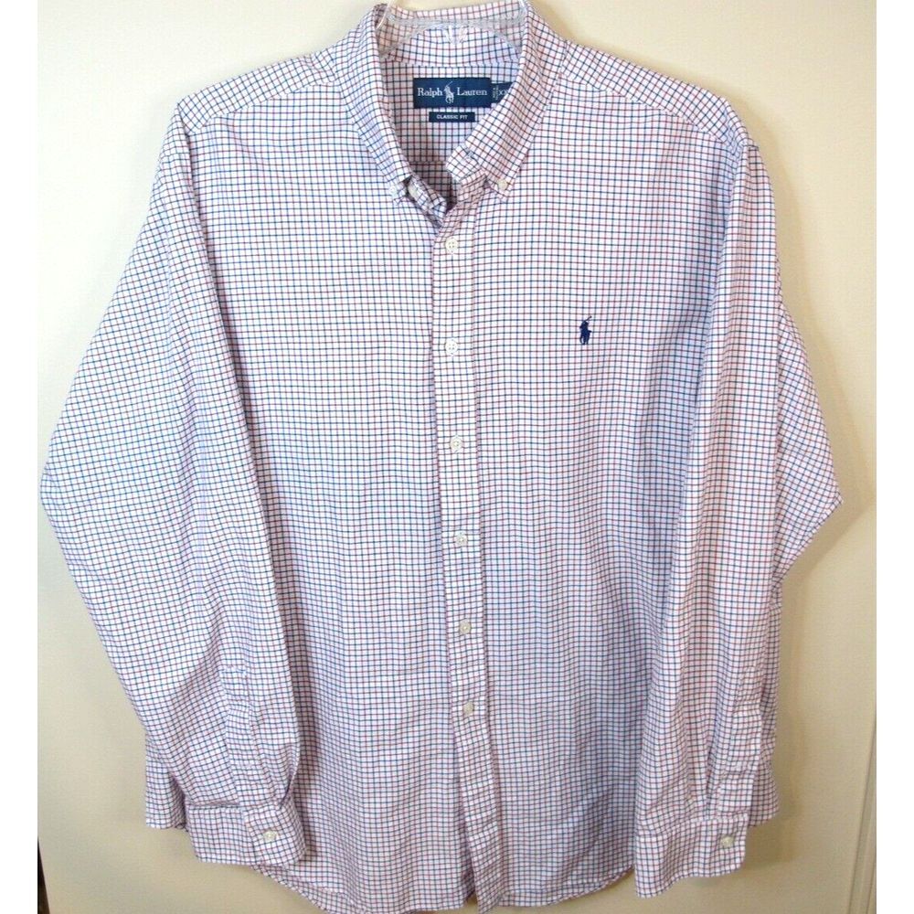 Ralph Lauren‎ Button Up Shirt Long Sleeve Classic Fit Check Men's XXL